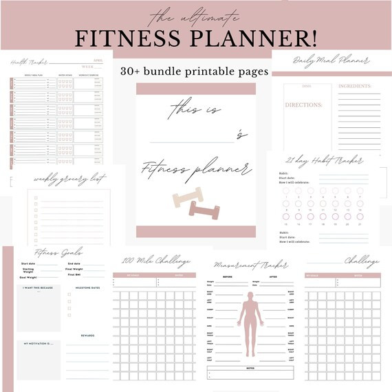 Health and Fitness Planner Bundle Health Trackers Workout | Etsy | Etsy (US)