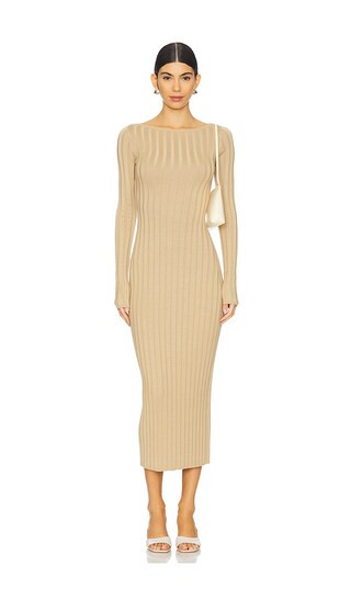 by Marianna Kayce Midi Knit Dress in Camel | Revolve Clothing (Global)