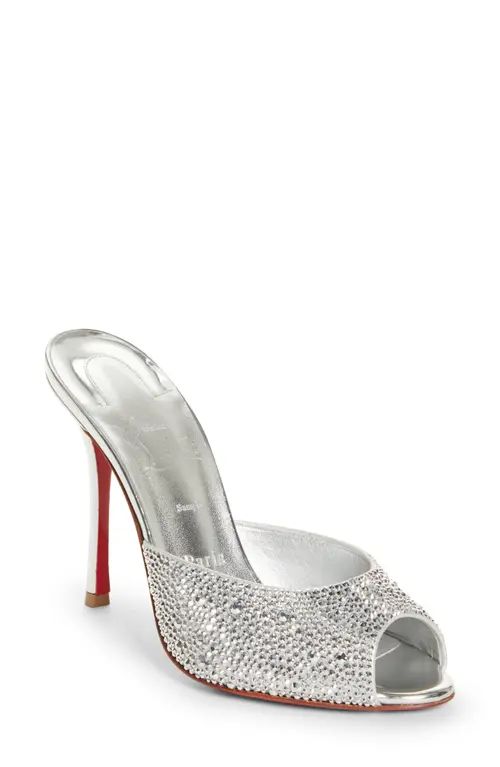 Christian Louboutin Me Dolly Crystal Embellished Slide in Silver/Cry Lab/Lin Sv at Nordstrom, Size 6 | Nordstrom