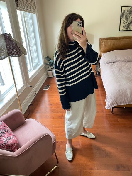 A striped sweater, linen pants and loafers are my perfect trans-seasonal outfit. I’ve linked some great sweater options. Happy fall shopping! #falloutfit #stripedsweater #outfitidea

#LTKstyletip #LTKworkwear