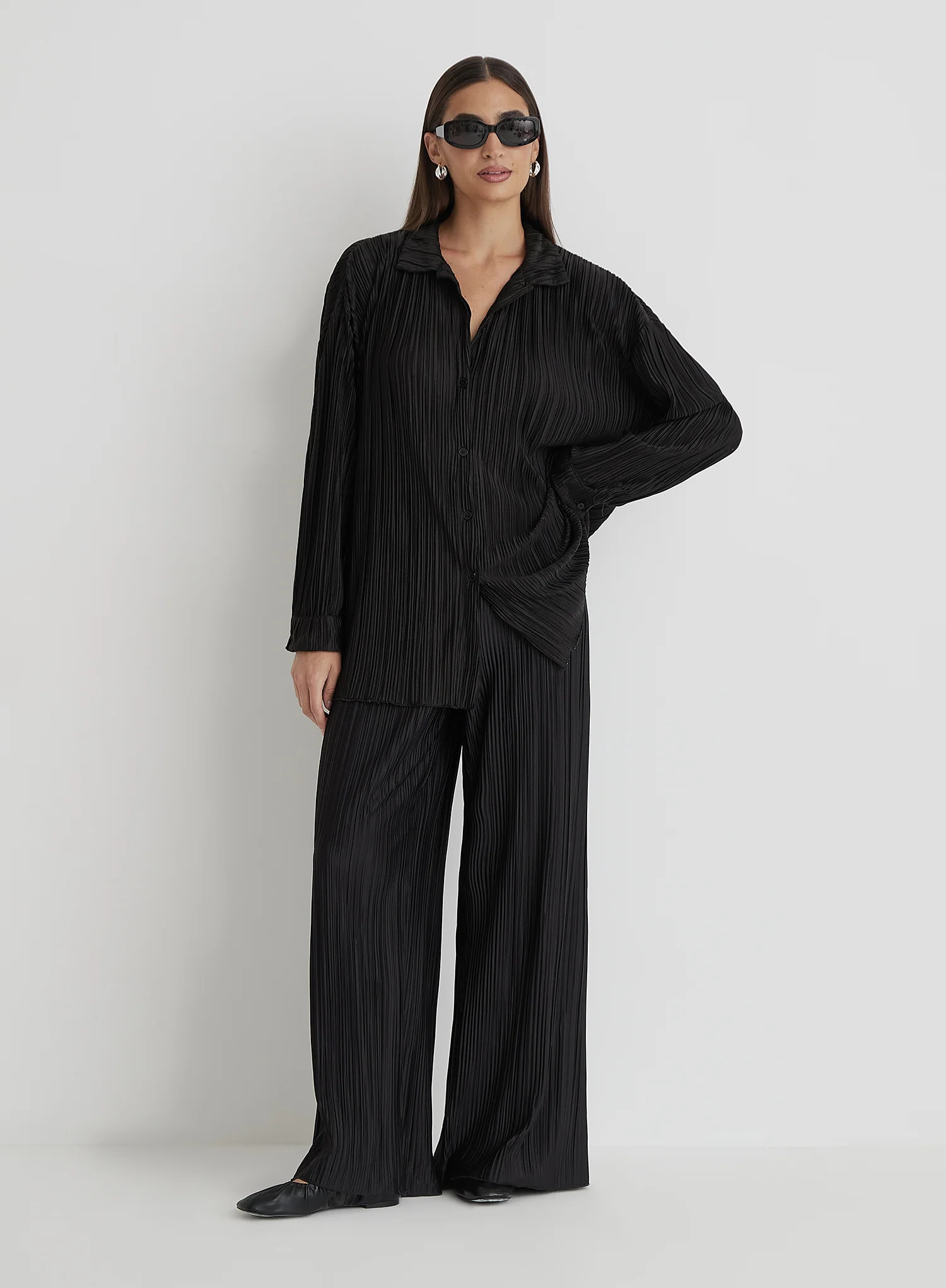 Black Plisse Trousers - Palais | 4th & Reckless