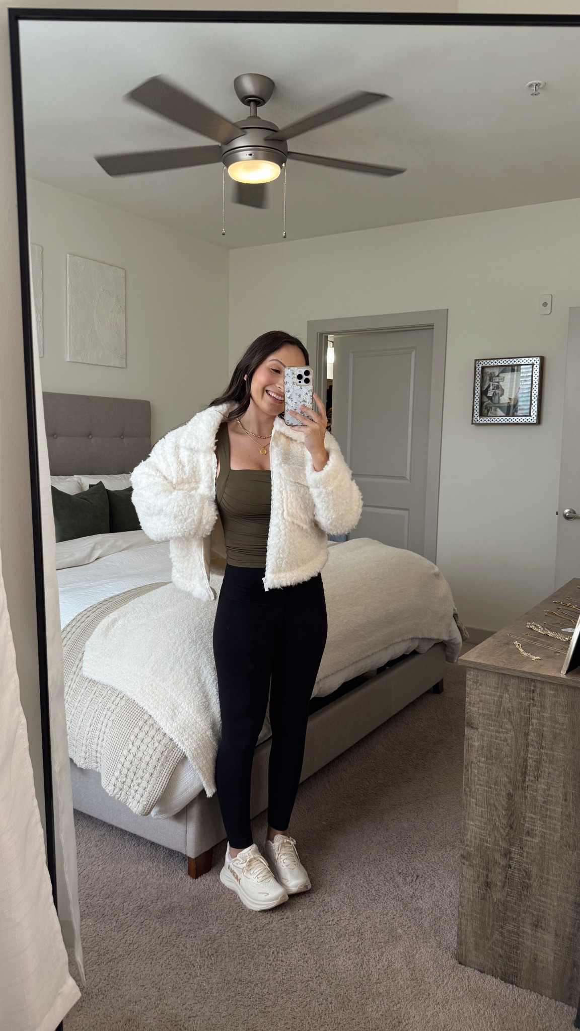 Tank - XS,
Amazon leggings - XS,
Jacket - XS,
Sneakers - true to size

#LTKdayinmylife #LTKootd #LTKgrwm