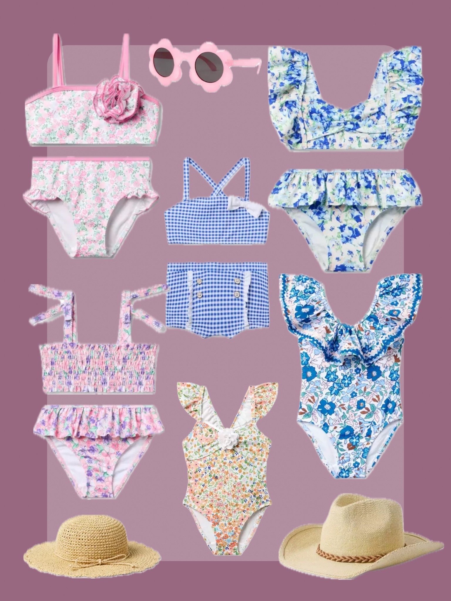 | baby toddler and school aged girl swimsuits | beach necessities for kids | floral bathing suit | ruffle swim suit for pool | baby and toddler sunglasses | baby summer hats | straw toddler hats | currently all on sale |

#LTKSwim #LTKTravel #LTKKids