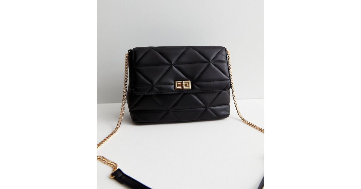 Black Leather-Look Quilted Chain Strap Cross Body Bag
						
						Add to Saved Items
						Remov... | New Look (UK)