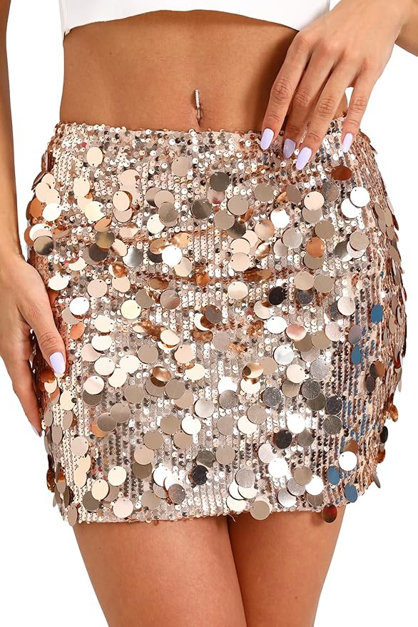 GUANYY Mini Sequin Skirt for Women Sexy Stretchy Pencil Bodycon Night Out Party Club Sparkly Skir... | Amazon (US)