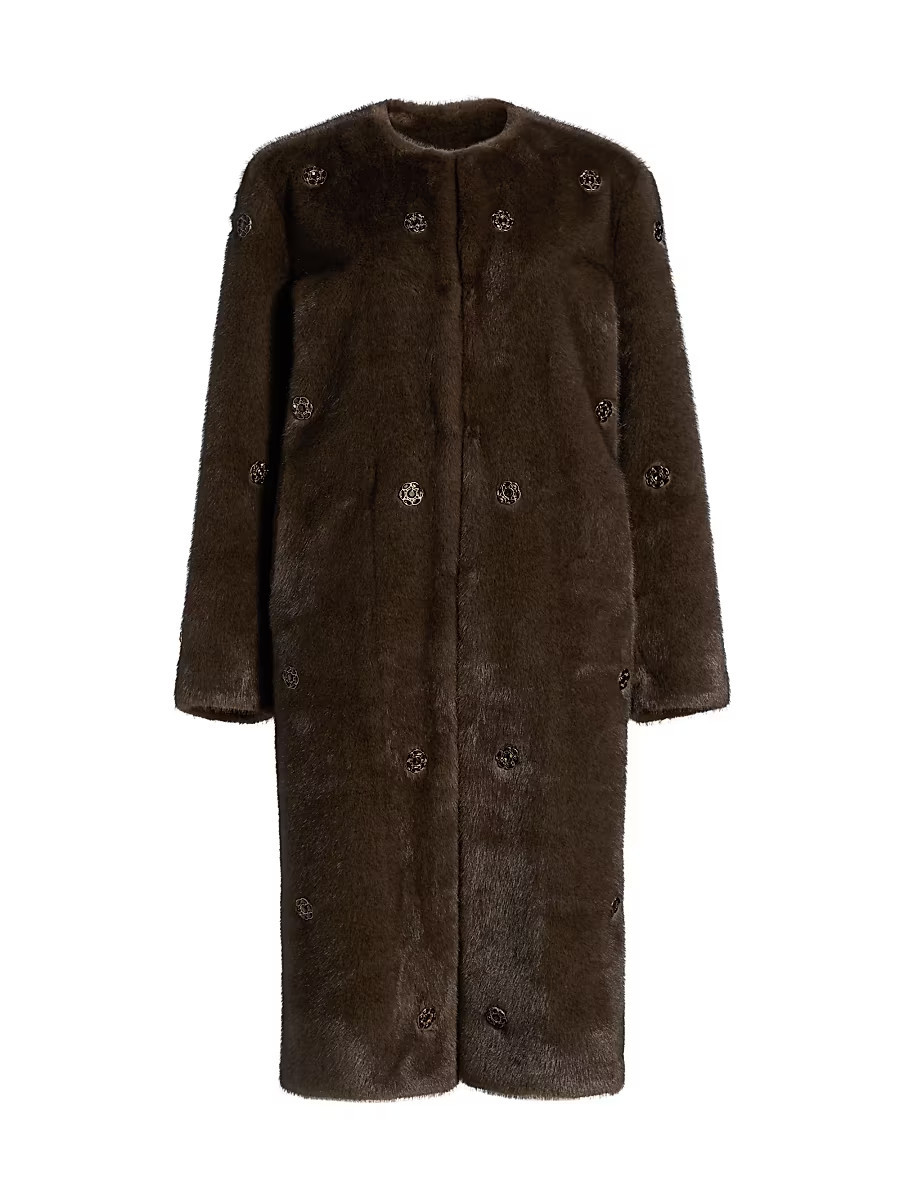Women's Celeste Embellished Faux-Fur Coat - Cocoa Mink - Size Small | Saks Fifth Avenue