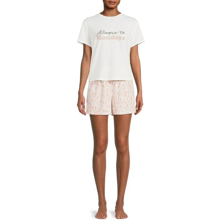 Como Blu Women's Short Sleeve T-Shirt and Shorts Sleep Set, 2-Piece | Walmart (US)