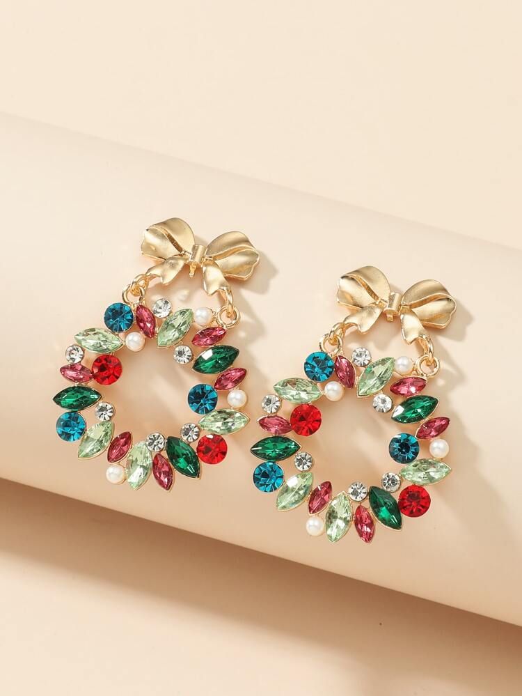 EMERY ROSE Christmas Bow Decor Earrings | SHEIN
