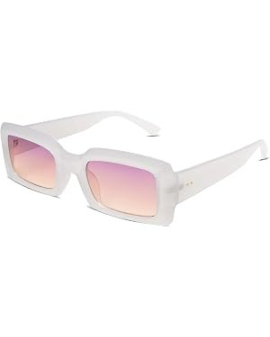 Allarallvr Trendy Rectangle Sunglasses for Women Men Vintage 90's Square Shades Thick Frame Nude ... | Amazon (CA)