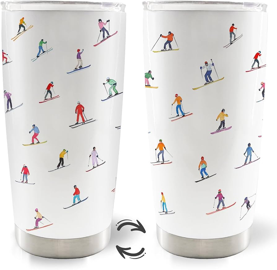 Winter Skiing Skier 20oz Travel Coffee Mug Tumbler, Ski Skiing Gifts for Skiers Men Women, Ski Ch... | Amazon (US)