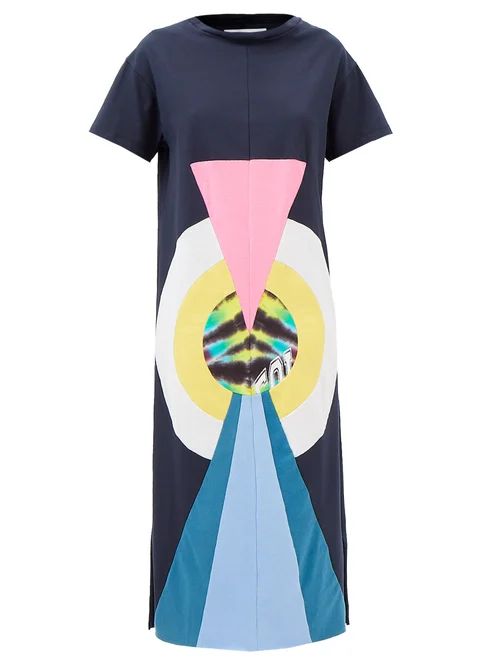Conner Ives - Patchwork Upcycled Cotton T-shirt Dress - Womens - Navy Multi | Matches (UK)
