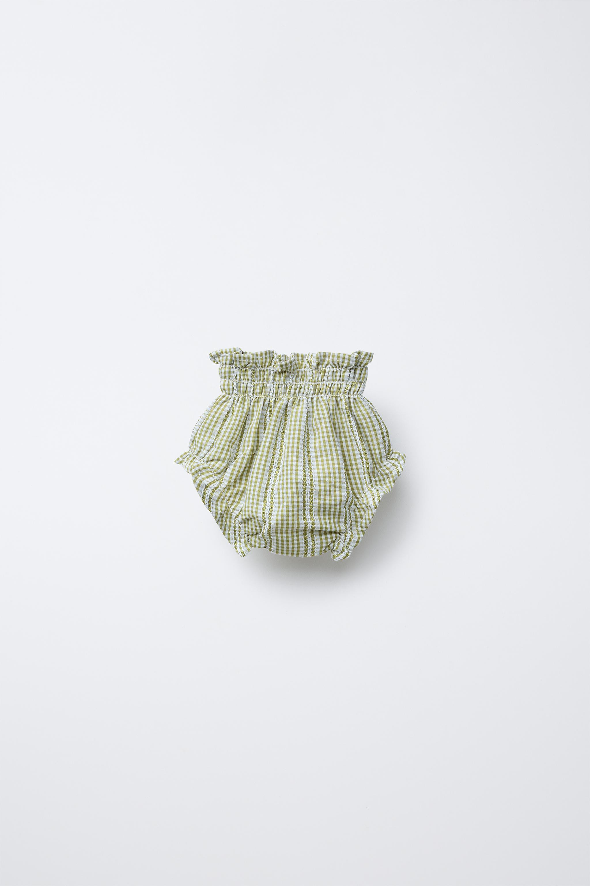 Panties with elastic waistband. Gingham print and tonal embroidery detail. | Zara US