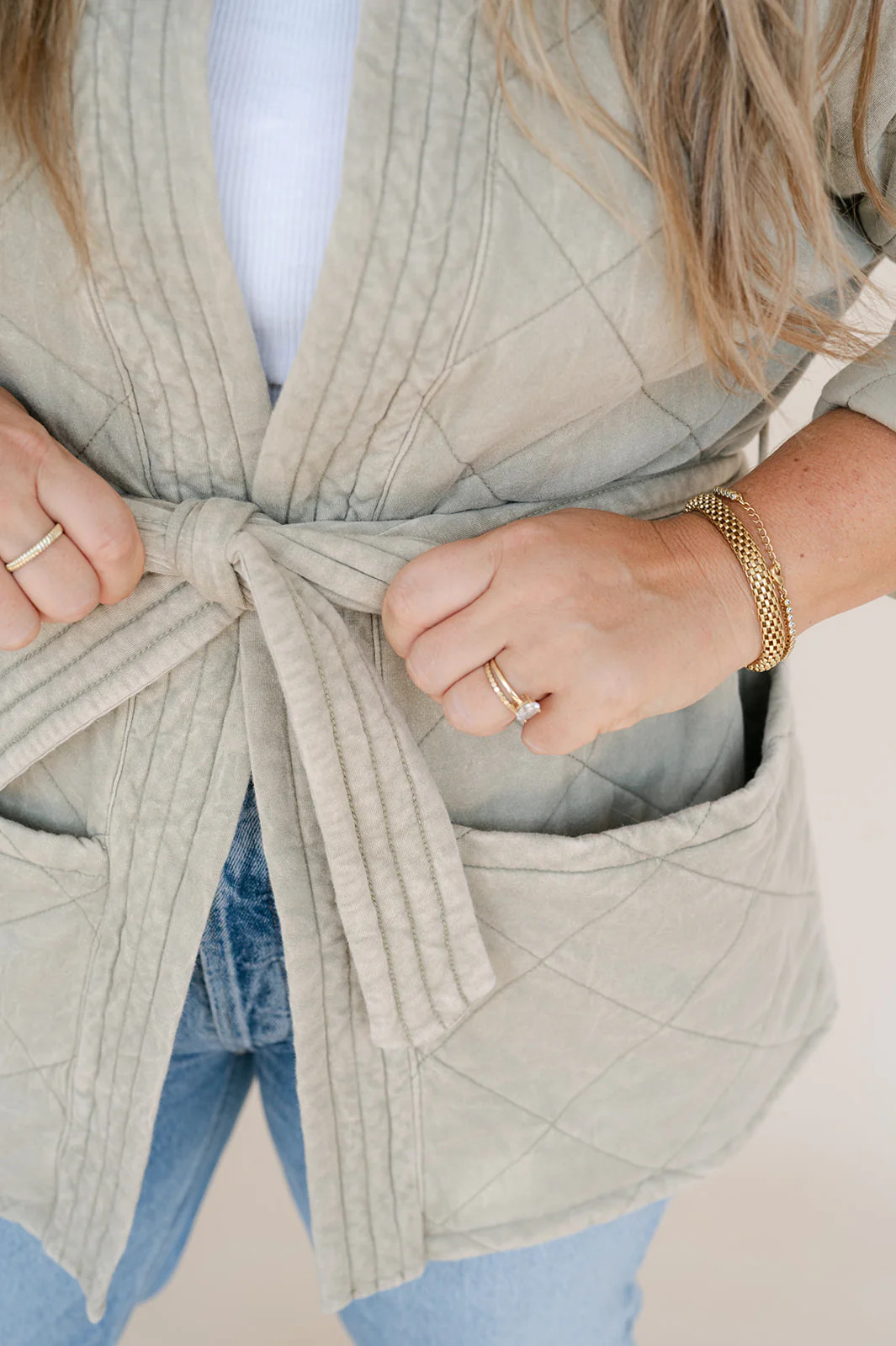 Watch Hill quilted wrap cardigan | Hazel Tide