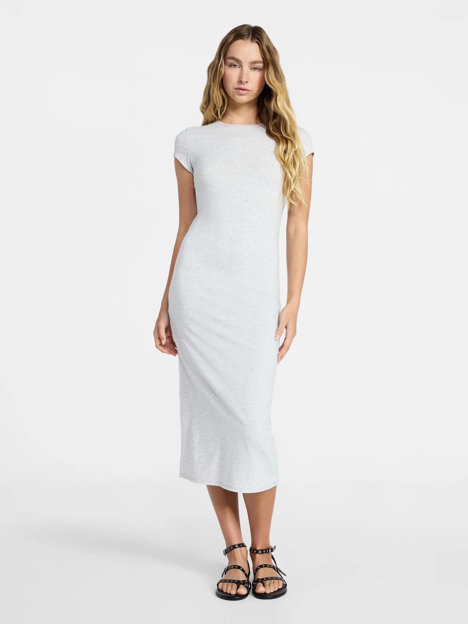 No Boundaries Midi Dress with Cap Sleeves, Women's & Women's Plus Sizes XXS-4X | Walmart (US)
