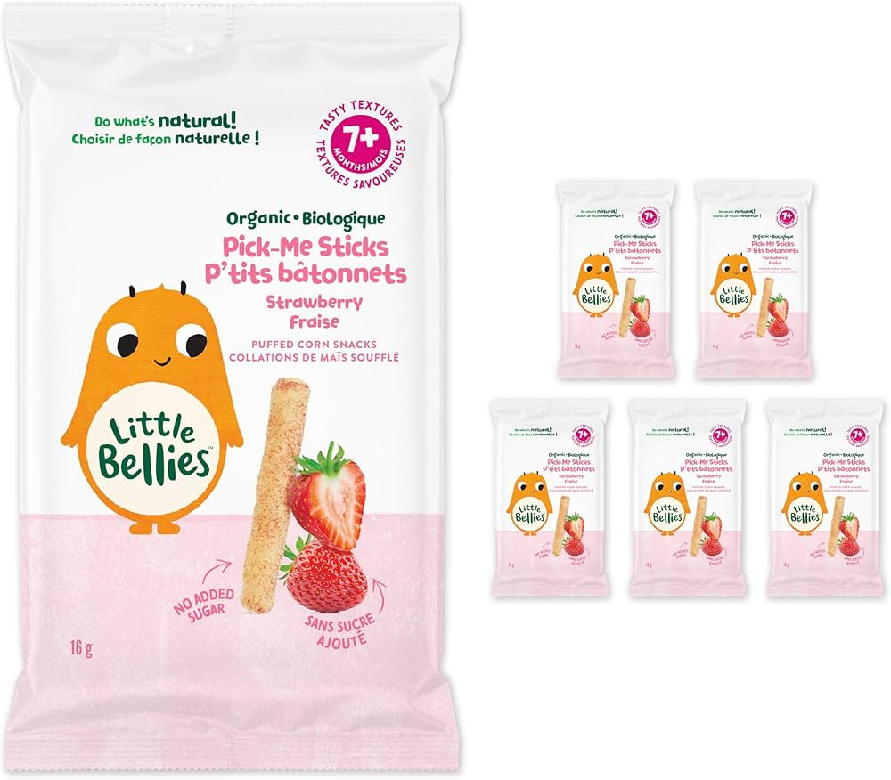 Little Bellies, Organic Strawberry Pick-Me Sticks, Pack of 5, 80g | Amazon (CA)