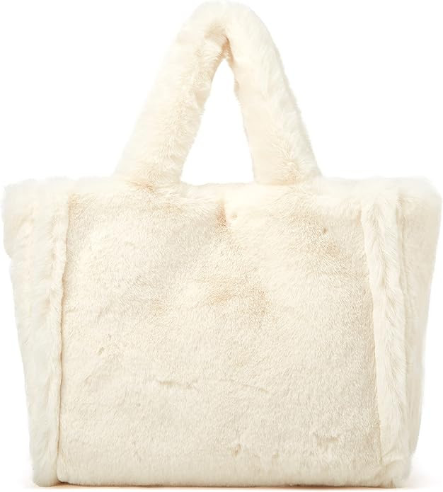 Tote Bag large Shoulder Bag Fleece Faux Fur Hobo Tote Bag Handbag Retro Bag Solid Color Big Purse | Amazon (US)