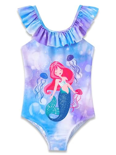 Dvenki Toddler One Piece Swimsuit Beach Bathing Suit Cute Purple Cartoon Mermaid Swimwear for Girls Size 2T/3T | Amazon (US)