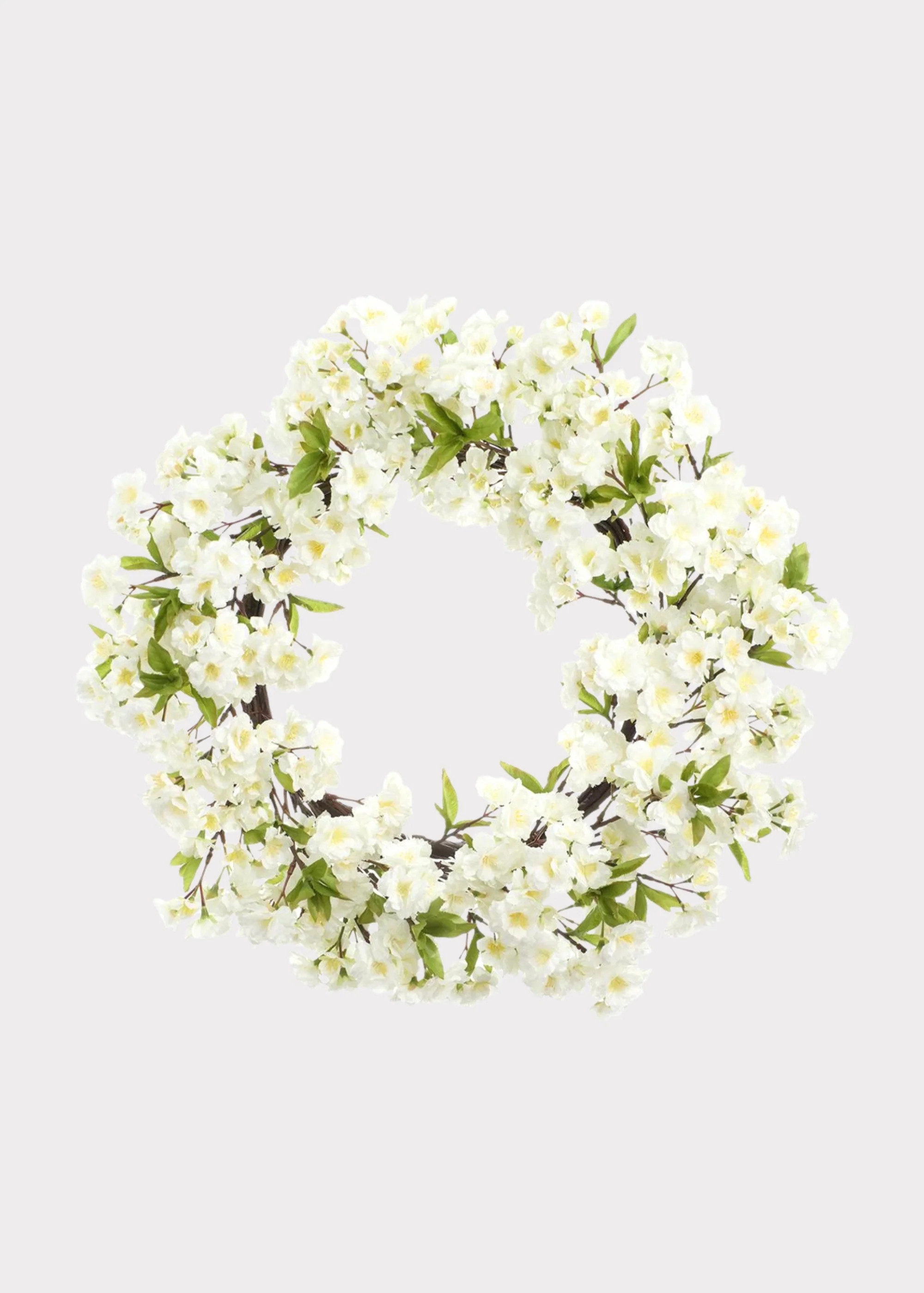 Fake Cherry Blossom Wreath in White - 24" | Afloral