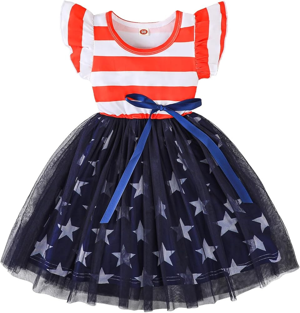 Toddler Girls Dress Kids Ruffle Sleeve Casual Tutu Skirts Little Girl Formal Dresses Summer Beach... | Amazon (US)