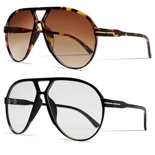 GUVIVI Retro Aviator Sunglasses for Women Men Oversized Classic 70s Vintage Trendy Square Aviators Tortoise Sun Glasses | Amazon (US)