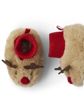 Unisex Baby Matching Family Christmas Reindeer Slippers | The Children's Place  - BROWN | The Children's Place