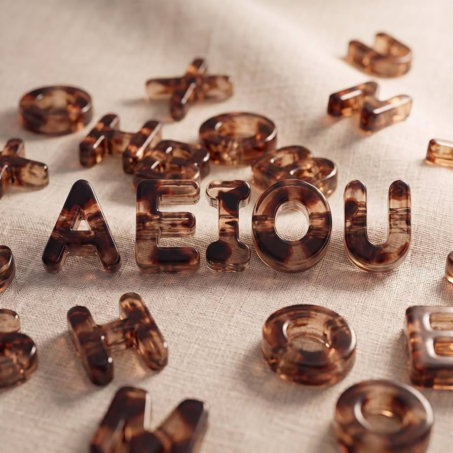 OVRUNS 40 Pcs Large Vowel Letter Beads Bubble Acrylic Alphabet Beads | Amazon (US)