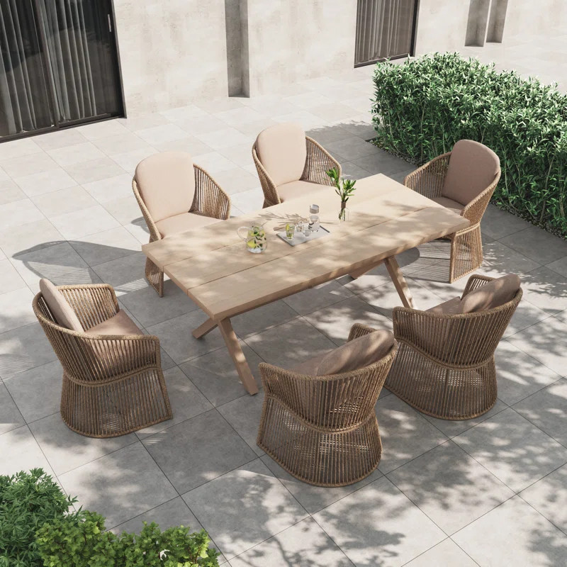 6 - Person Rectangular Outdoor Dining Set With Cushions | Wayfair North America