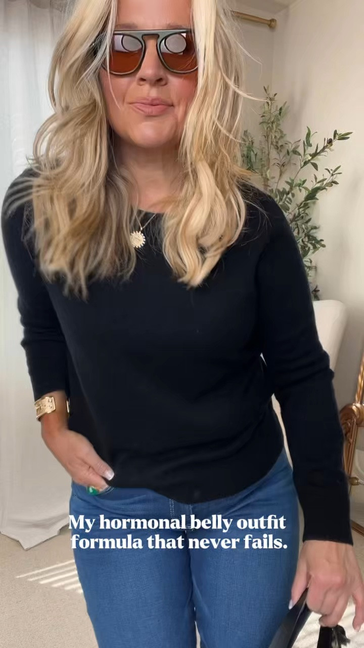 ✨Tap the bell, save and ❤️ start here over 40 fashion, midlife style, midsize fashion and luxury looks for less.  

⬇️Sizing information:
31 tts (size down if in between sizes.) 
Sweater large (size up if in between sizes.)

Hormonal belly? These $35 jeans are so good. 👀

They have enough structure to keep us supported through the middle without hugging the belly, and they don’t stretch out and lose their shape.

The stovepipe leg gives us that long, clean line, and paired with this $50 cashmere sweater, the whole outfit just works.

✨ LIFT the eye
✨ SKIM the middle
✨ BALANCE the silhouette

Easy. Polished. Comfortable.

Same body. Different physics.™

👑 Helping you look good, feel good.-Lindsey Denver   Check back daily for belly-friendly style, confidence, and Outfit Physics™.

#LTKOver40 #LTKPlusSize #LTKMidsize
