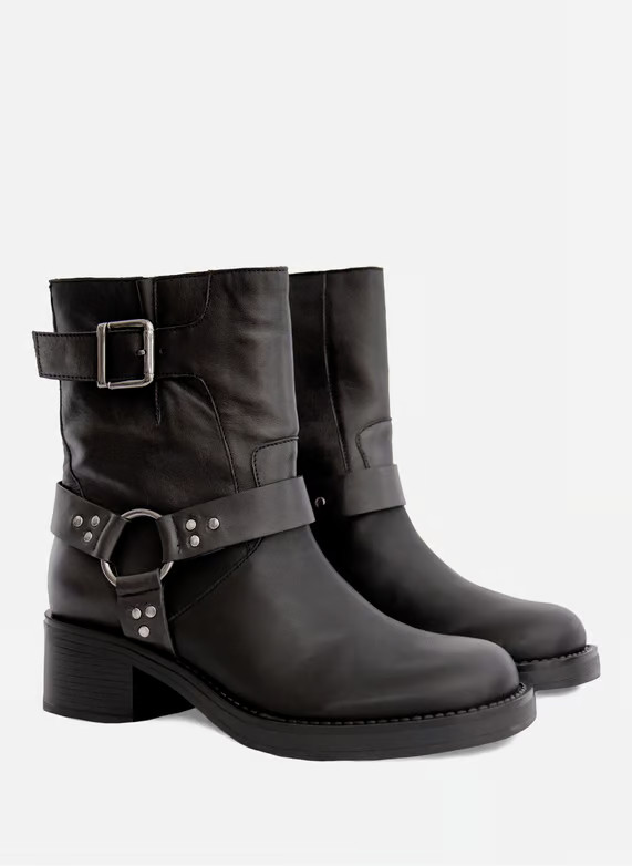 BOTTINES BIKER CUIR NOIR JULES & JENN - FEMME | Place des Tendances | Place des tendances (FR)