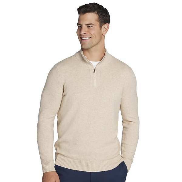 Joseph Abboud Men's 1/4-Zip Sweater Tan - Size: Medium | The Men's Wearhouse