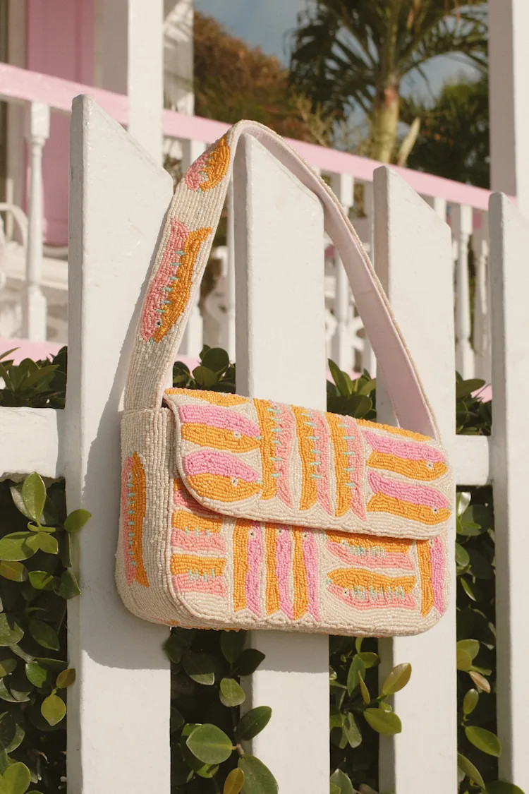 Scylla Ivory Multi Print Beaded Shoulder Bag | Lulus