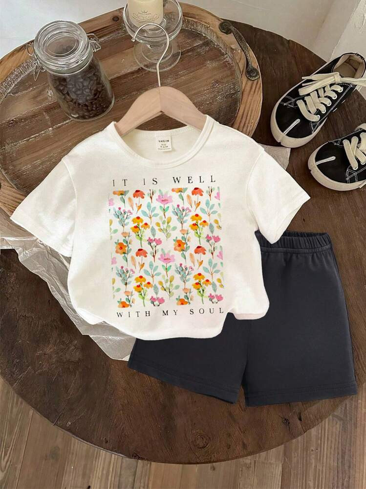 Trends2pcs Baby Girls' Casual All-Match Versatile Outfit Set, Spring Summer Suitable For Outings | SHEIN