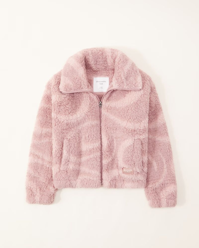pattern sherpa mockneck jacket | Abercrombie & Fitch (US)