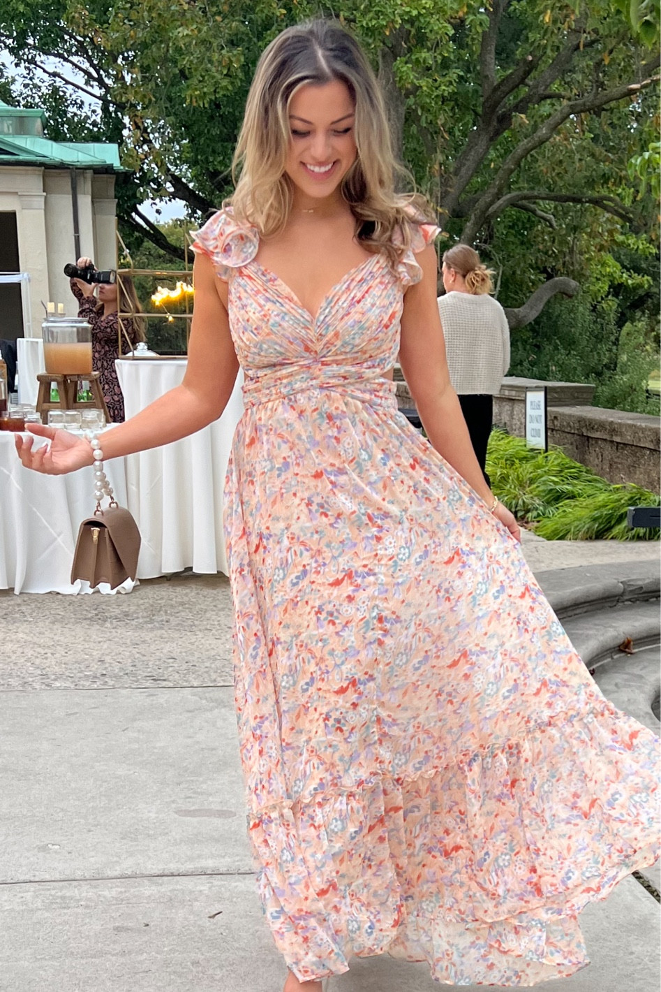 floral mesh maxi dress Amora Pink Floral Mesh Maxi Dress - M Size - Women's Dresses