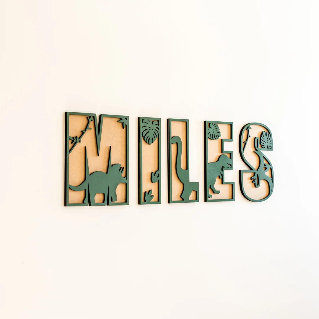 Name Sign, Nursery Name Sign, Dinosaur Name Sign for Kids Room, Cut Out Name Sign, Layered Name S... | Etsy (US)