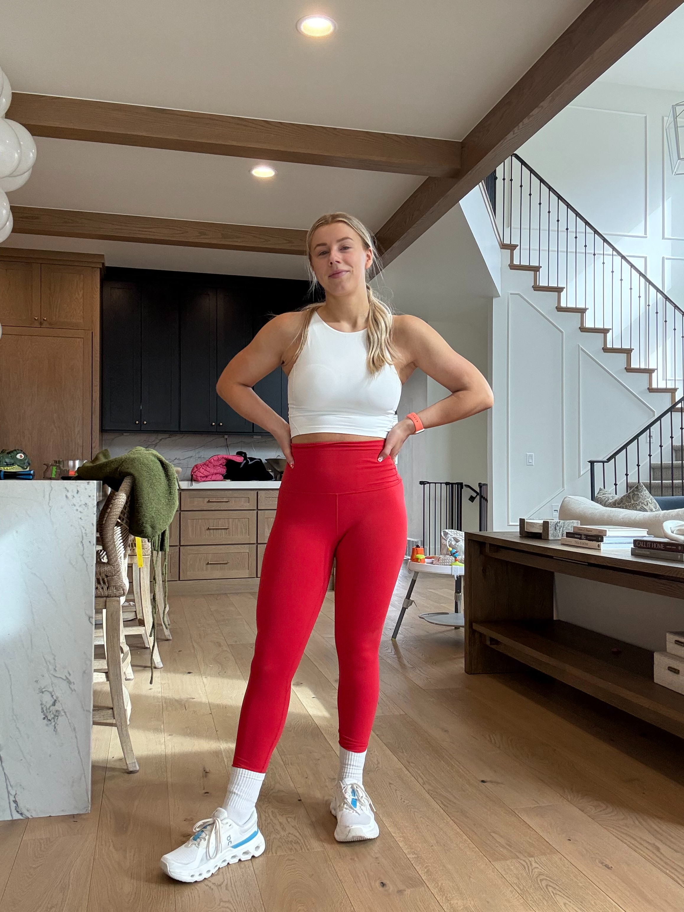 Workout outfit! White high neck tank with amazon leggings! Best dupe for the Lululemon leggings🙌🏼 

 #LTKActive #LTKFindsUnder50 #LTKStyleTip