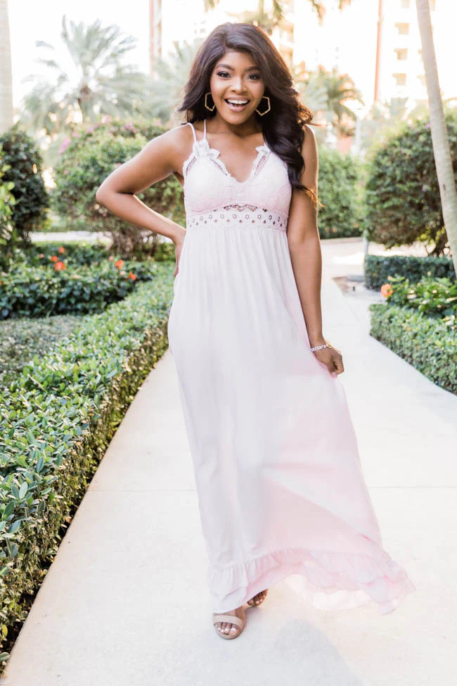 Such A Delight Blush Lace Maxi | The Pink Lily Boutique