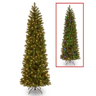 9 ft. Downswept Douglas Pencil Slim Fir Artificial Christmas Tree with Dual Color LED Lights | The Home Depot