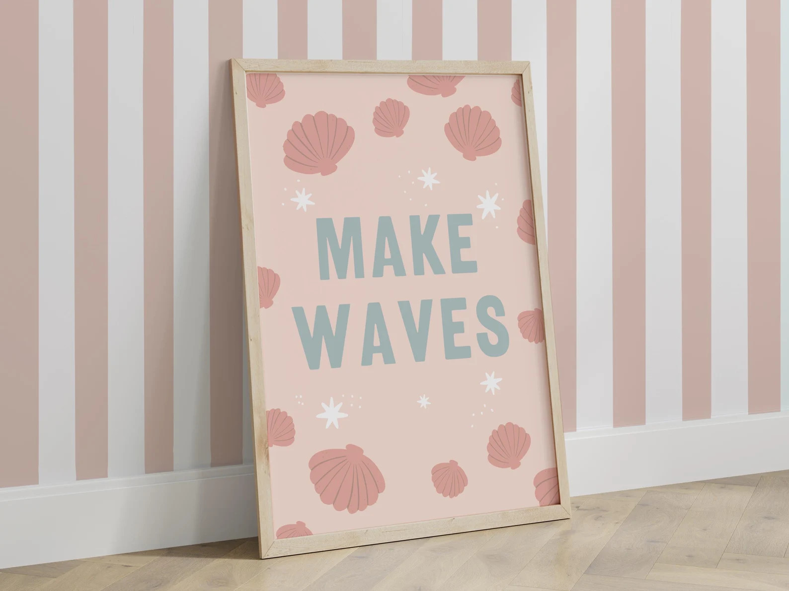Make Waves Mermaid and Sea Shell Print, Girl Bedroom Decor, Under the Sea Nursery Print - Etsy UK | Etsy (Global)