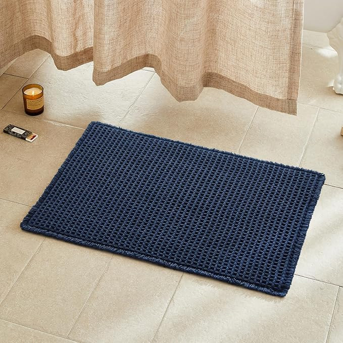 Pale Beige Bathroom Rug, Waffle Bath Mat Non Slip Washable Super Absorbent Quick Dry Boho Farmhou... | Amazon (US)