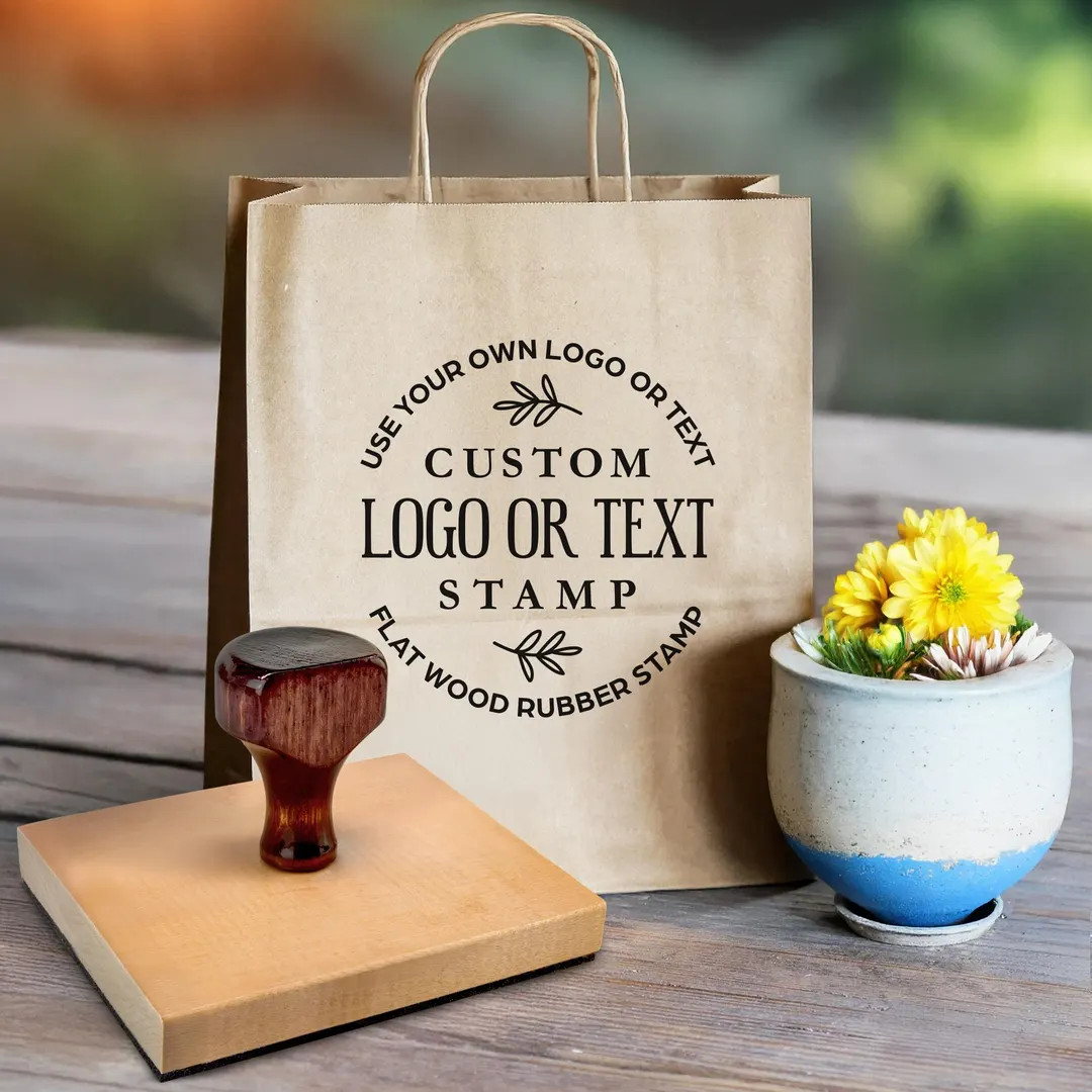 Custom Logo Stamp - Personalized Flat Wood Stamp with your Artwork, Logo or Text - Business Packa... | Etsy (US)