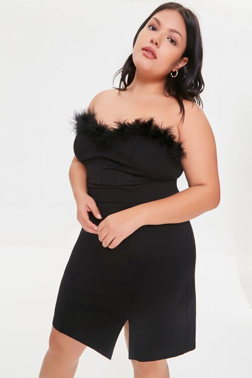 Plus Size Feather-Trim Dress | Forever 21 | Forever 21 (US)