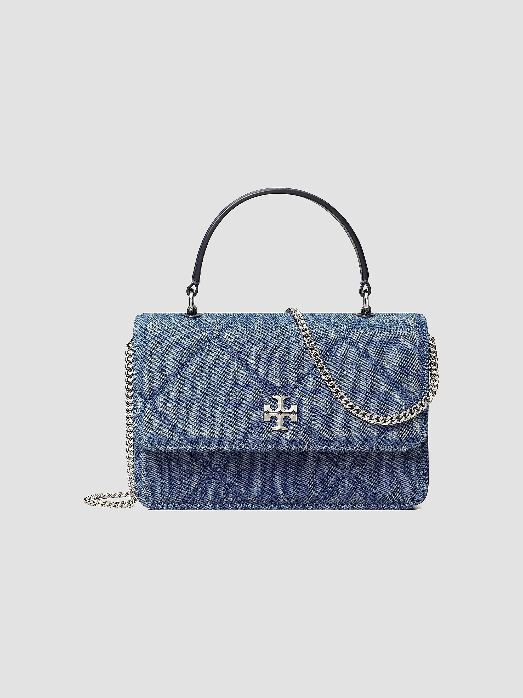 Kira Mini Diamond-Quilted Denim Top Handle Bag | Saks Fifth Avenue
