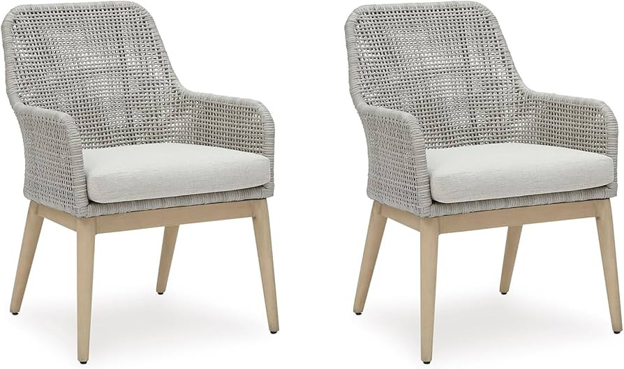 Signature Design by Ashley Seton Creek Cottage Nuvella Weather Resistant Fabric Outdoor Dining Ar... | Amazon (US)