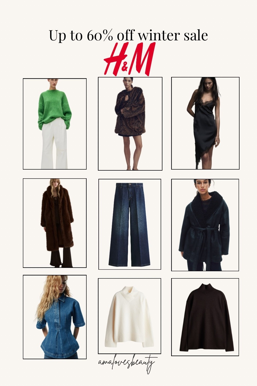 H&M Winter sale, winter sale up to 60% off, timeless jumpers, faux fur coat, women winter fashion, denim, blue jeans, coat, lace trim dress, winter fashion style.

#LTKSaleAlert #LTKFindsUnder50 #LTKFindsUnder100