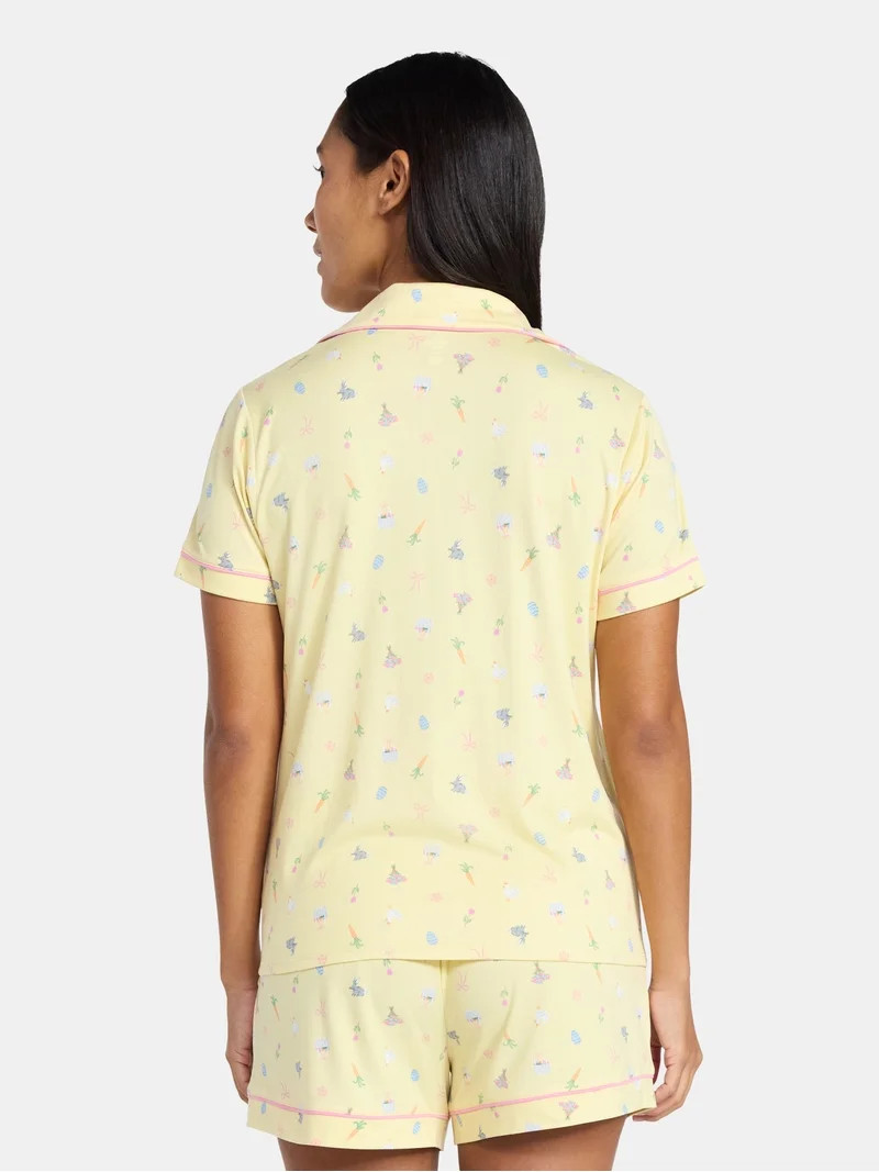 Easter Women's and Women's Plus Notch Collar Top and Shorts Pajama Set from Way to Celebrate, 2-P... | Walmart (US)