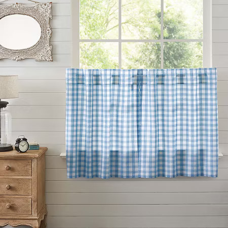 Vhc Brands Annie Check 2-pc. Rod Pocket Window Tier, One Size, Blue | JCPenney
