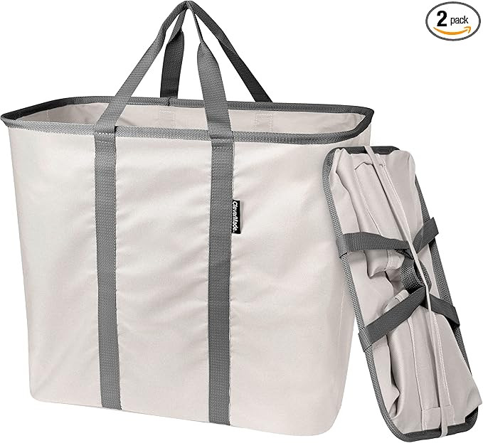 CleverMade Collapsible Laundry Caddy, Cream/Charcoal 2PK - 64L (17 Gal) Large Foldable Laundry Ba... | Amazon (US)