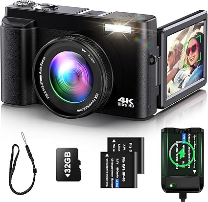 4K Digital Camera for Photography Auto-Focus Vlogging Camera for YouTube Video with 3'' 180° Fli... | Amazon (US)