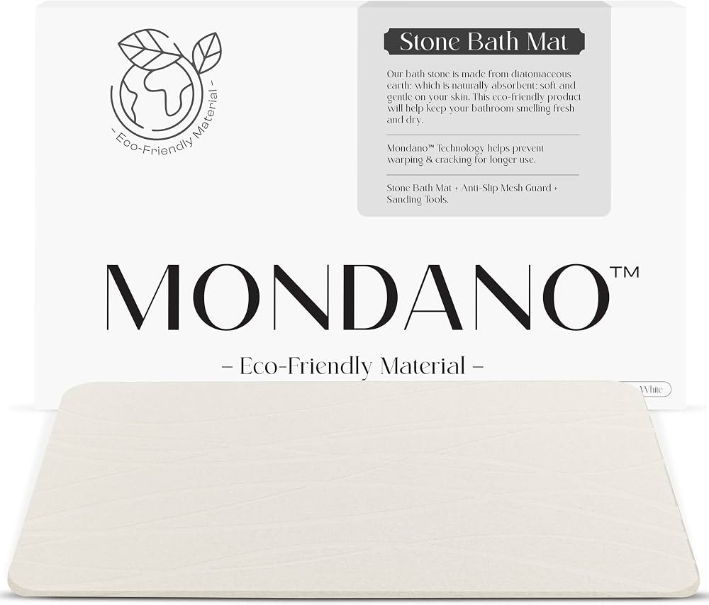 Mondano Stone Bath Mat, Diatomaceous Earth Shower Mat Non Slip Bathroom Mat Quick Dry Stone Mat, ... | Amazon (US)